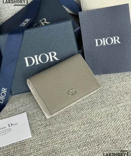 Dior 1:1 Mirror Replica CD Icon Business Card Holder Grained Calfskin 10CM/3.9IN Christian Dior Replica Wallets