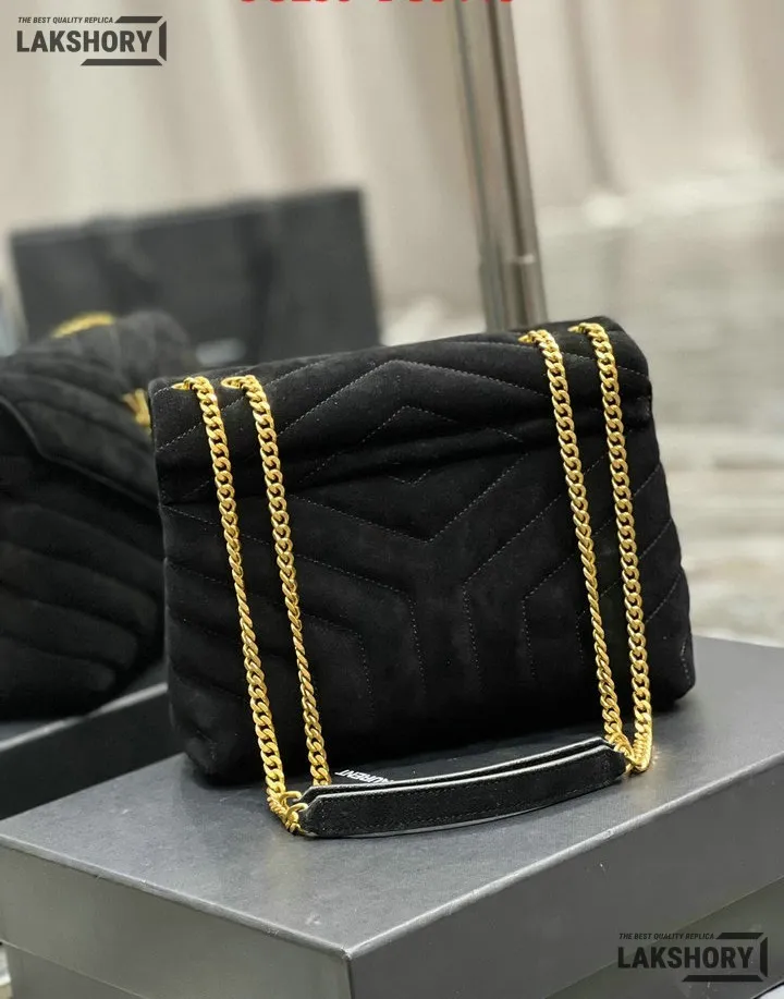 YSL 1:1 Mirror Replica Suede Calfskin Small Loulou Chain Satchel 24CM/9.4IN Replica Crossbody Bags YSL 1:1 Mirror Replica Suede Calfskin Small Loulou Chain Satchel 24CM/9.4IN Replica Crossbody Bags