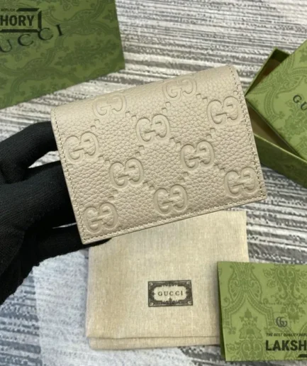 Gucci 1:1 Mirror Replica GG Emblem Small Wallet Leather 11CM/4.3IN Gucci Replica Wallets