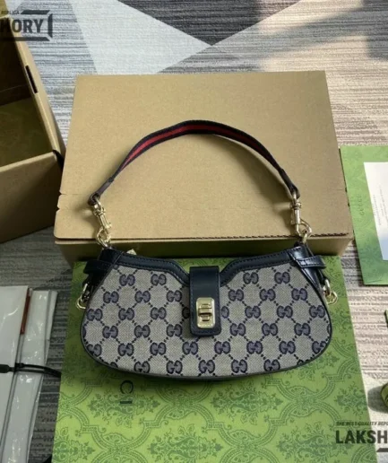 Gucci 1:1 Mirror Replica Canvas Mini Moon Side Shoulder Bag 24CM/9.4IN Gucci Replica Jackie Bags