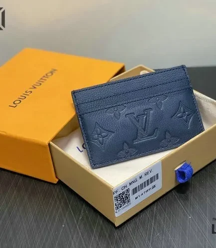 Louis Vuitton 1:1 Mirror Replica Double Card Holder Monogram Shadow 7CM/2.8IN Louis Vuitton Replica Wallets