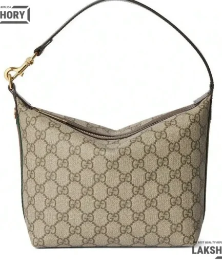 Gucci 1:1 Mirror Replica Ophidia Small Shoulder Bag Beige Ebony 20CM/7.9IN Gucci Replica Ophidia Bags