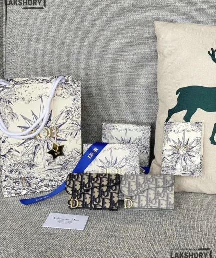 Dior 1:1 Mirror Replica Jacquard Saddle 5 Gusset Saddle Card Holder 7CM/2.8IN Christian Dior Replica Wallets