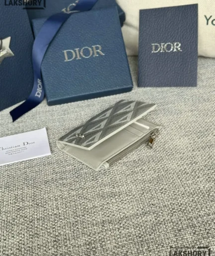 Dior 1:1 Mirror Replica CD Diamond Print Coated Canvas Bifold Card 11.4CM/4.5IN Christian Dior Replica Wallets