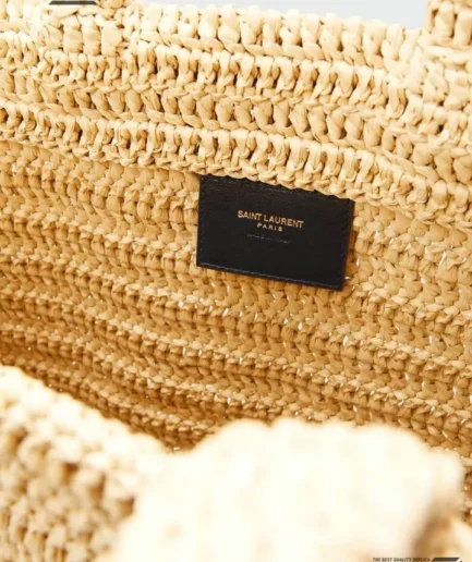 YSL 1:1 Mirror Replica Rive Gauche Supple Raffia Tote Bag Natural 38CM/15IN Replica Tote Bags