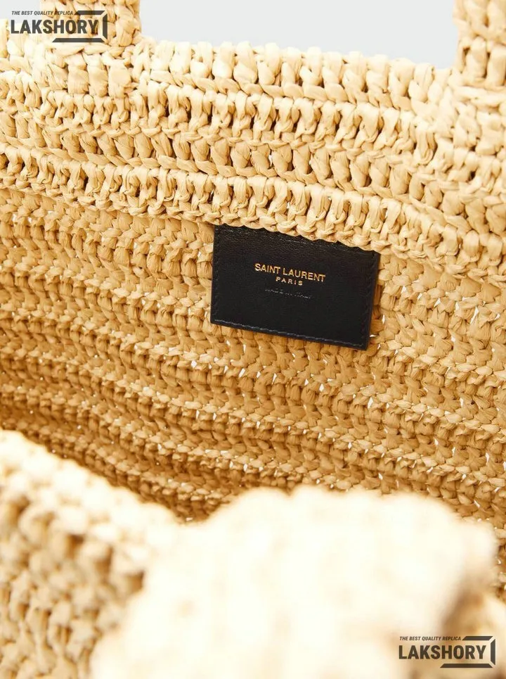 YSL 1:1 Mirror Replica Rive Gauche Supple Raffia Tote Bag Natural 38CM/15IN Replica Tote Bags YSL 1:1 Mirror Replica Rive Gauche Supple Raffia Tote Bag Natural 38CM/15IN Replica Tote Bags