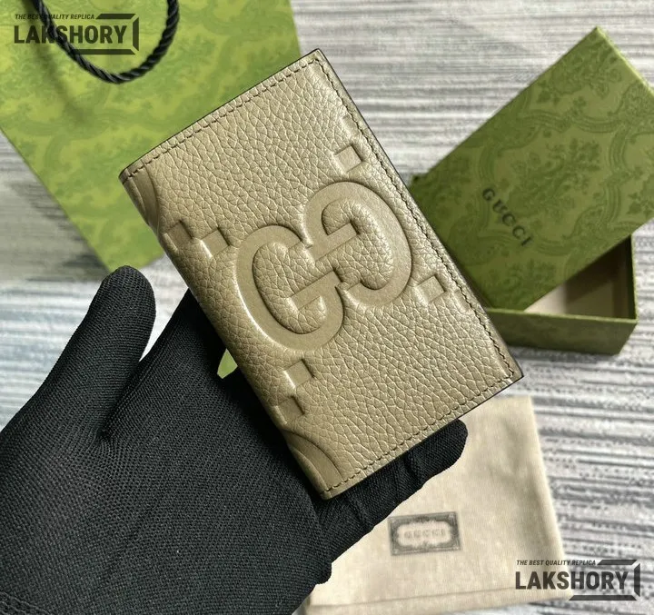 Gucci 1:1 Mirror Replica Leather Jumbo GG Card Case 7.5CM/3IN Gucci Replica Wallets Gucci 1:1 Mirror Replica Leather Jumbo GG Card Case 7.5CM/3IN Gucci Replica Wallets