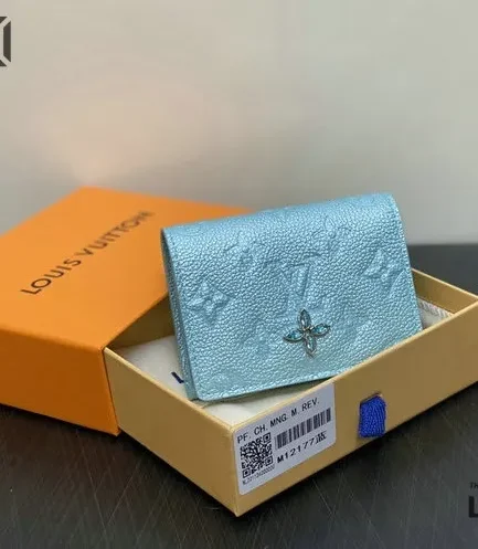 Louis Vuitton 1:1 Mirror Replica Business Card Holder Monogram Empreinte Leather Blue 8CM/3.1IN Louis Vuitton Replica Wallets