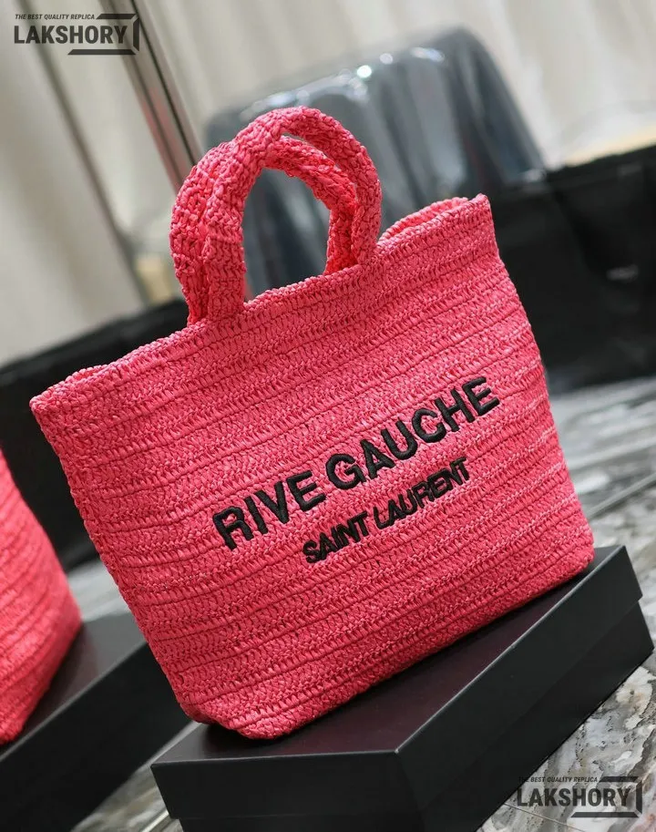 YSL 1:1 Mirror Replica Raffia Embroidered Rive Gauche Tote Bag 38CM/15IN Replica Tote Bags YSL 1:1 Mirror Replica Raffia Embroidered Rive Gauche Tote Bag 38CM/15IN Replica Tote Bags