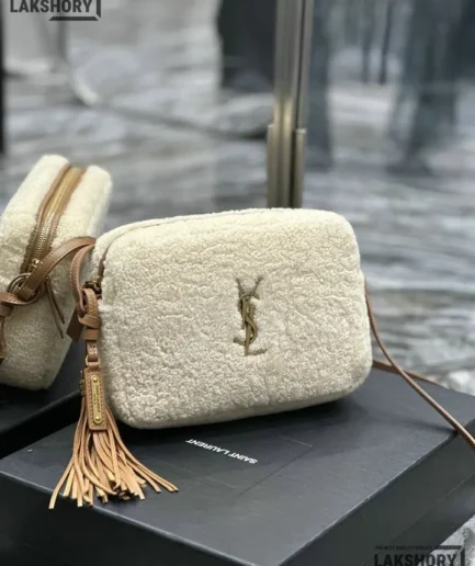 YSL 1:1 Mirror Replica Lou Shearling Small Camera Bag 23CM/9.1IN Replica Crossbody Bags