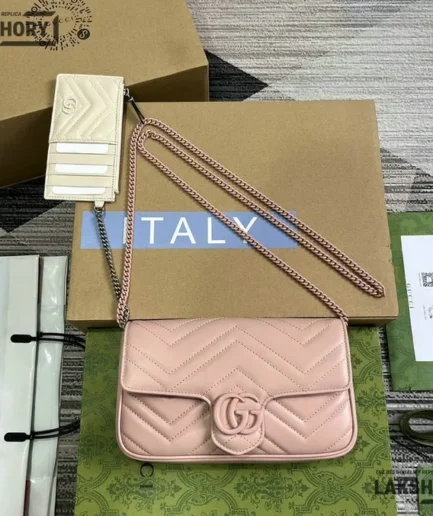 Gucci 1:1 Mirror Replica GG Marmont Small Chain Shoulder Bag 21CM/8.3IN Gucci Replica Marmont Bags