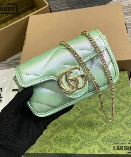 Gucci 1:1 Mirror Replica GG Marmont Chevron Mini Camera Bag 6.5CM/6.5IN Gucci Replica Marmont Bags