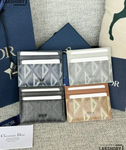 Dior 1:1 Mirror CD Diamond Coated Canvas Card Holder Christian Dior Replica Wallets
