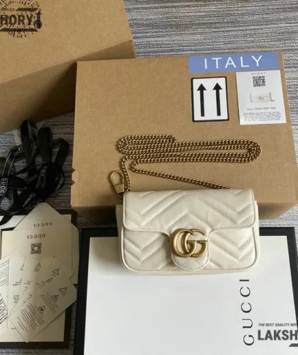 Gucci 1:1 Mirror Replica GG Marmont Quilted Leather Super Mini Bag 16.5CM/6.5IN Gucci Replica Marmont Bags