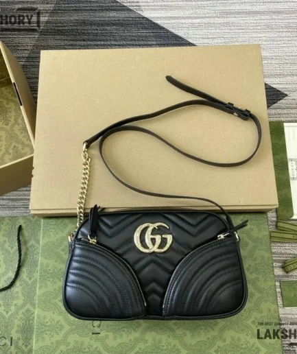Gucci 1:1 Mirror Replica GG Marmont Small Bag Red Black 24.5CM/9.6IN Gucci Replica Marmont Bags