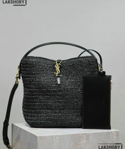 YSL 1:1 Mirror Replica Raffia Vegetable Tanned Le 37 Bucket Bag 25CM/9.8IN Replica Hobo Bags
