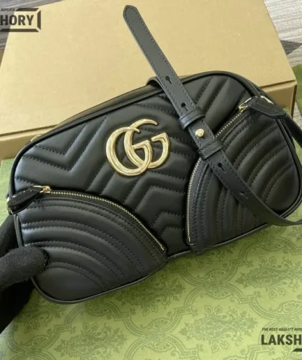 Gucci 1:1 Mirror Replica GG Marmont Small Bag Red Black 24.5CM/9.6IN Gucci Replica Marmont Bags