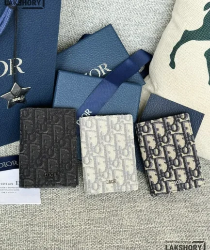 Dior 1:1 Mirror Replica Cowhide Oblique Bi-Fold Card Holder 11.2CM/4.4IN Christian Dior Replica Wallets