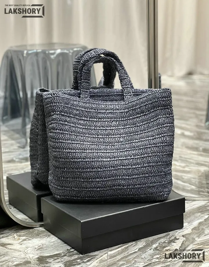 YSL 1:1 Mirror Replica Raffia Embroidered Rive Gauche Tote Bag 38CM/15IN Replica Tote Bags YSL 1:1 Mirror Replica Raffia Embroidered Rive Gauche Tote Bag 38CM/15IN Replica Tote Bags