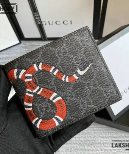 Gucci 1:1 Mirror Replica GG Supreme Kingsnake Print Wallet 11CM/4.3IN Gucci Replica Wallets