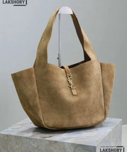 YSL 1:1 Mirror Replica Golden Leaf Suede Bea Shoulder Bag 50CM/19.7IN Replica Hobo Bags