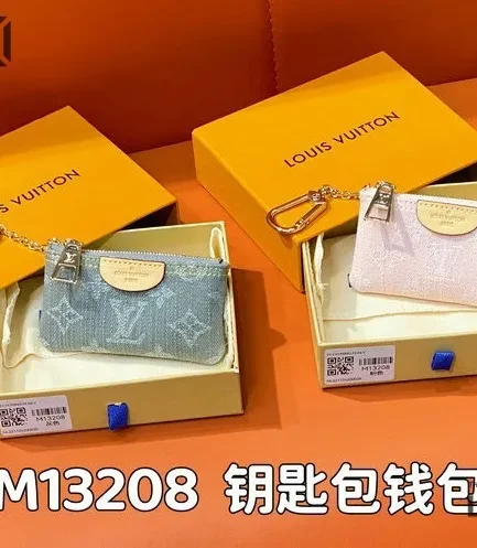 Louis Vuitton 1:1 Mirror Replica Key Pouch Monogram Denim 7CM/2.8IN Louis Vuitton Replica Wallets