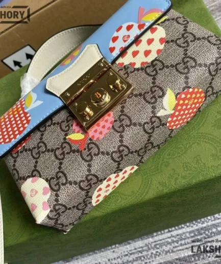 Gucci 1:1 Mirror Replica GG Monogram Les Pommes Mini Padlock 18CM/7.1IN Gucci Replica Padlock Bags
