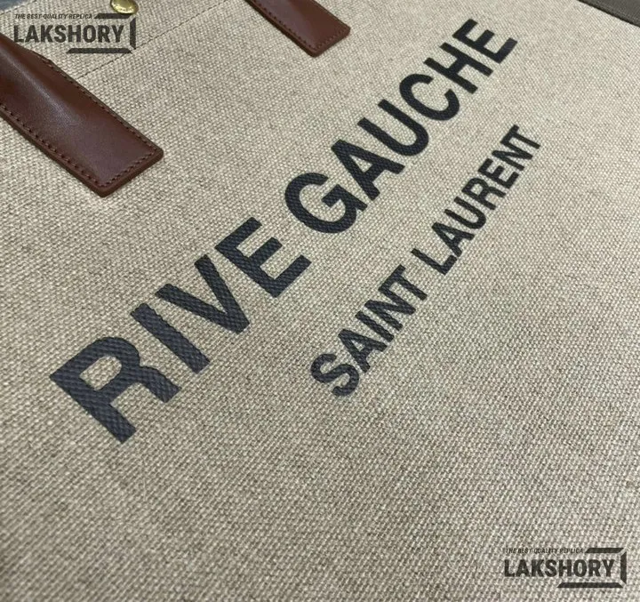 YSL 1:1 Mirror Replica Linen Calfskin Rive Gauche Tote Natural 48CM/18.9IN Replica Tote Bags YSL 1:1 Mirror Replica Linen Calfskin Rive Gauche Tote Natural 48CM/18.9IN Replica Tote Bags