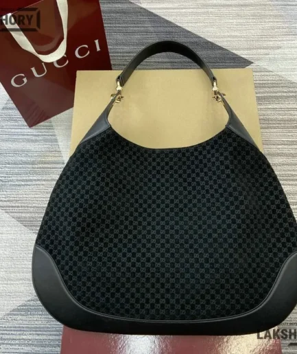 Gucci 1:1 Mirror Replica B Large Shoulder Bag Black 49CM/19.3IN Gucci Replica Jackie Bags