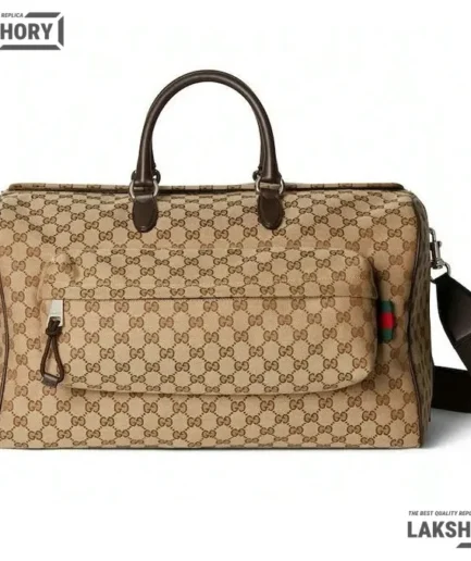 Gucci 1:1 Mirror Replica GG Medium Canvas Duffle Bag Beige 45CM/17.7IN Gucci Replica Ophidia Bags