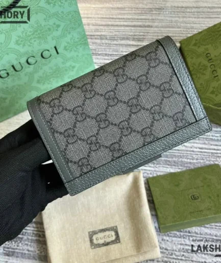Gucci 1:1 Mirror Replica GG Supreme Ophidia Passport Case Grey 14CM/5.5IN Gucci Replica Wallets
