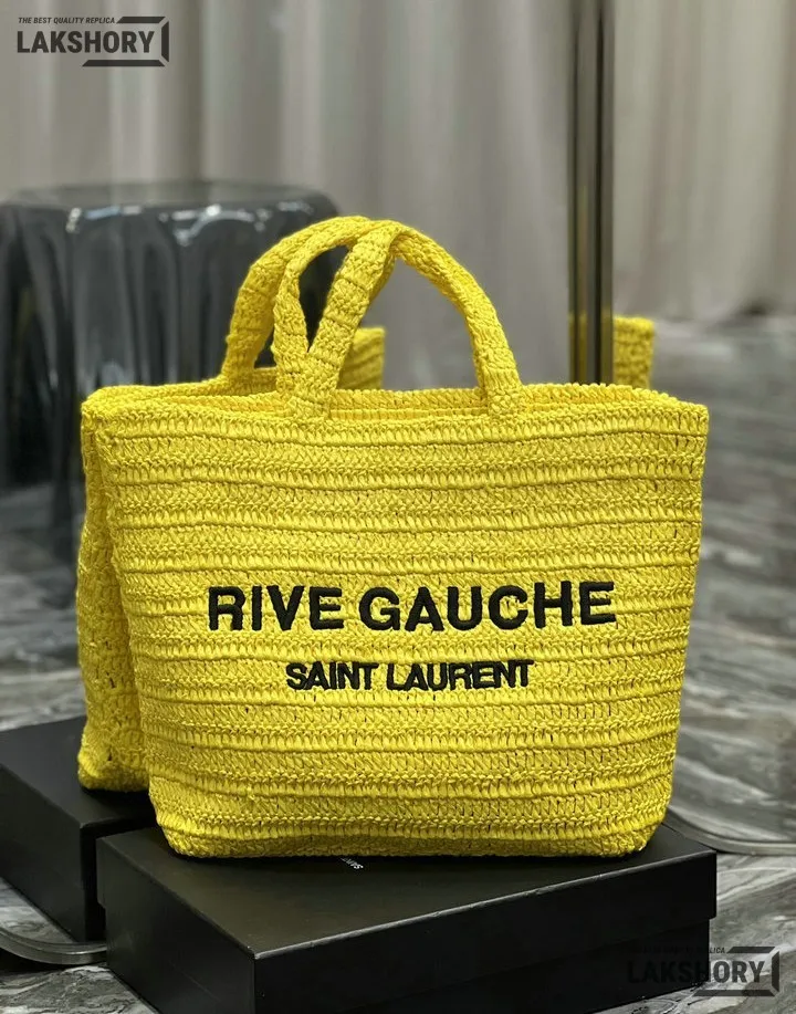 YSL 1:1 Mirror Replica Raffia Embroidered Rive Gauche Tote Bag 38CM/15IN Replica Tote Bags YSL 1:1 Mirror Replica Raffia Embroidered Rive Gauche Tote Bag 38CM/15IN Replica Tote Bags