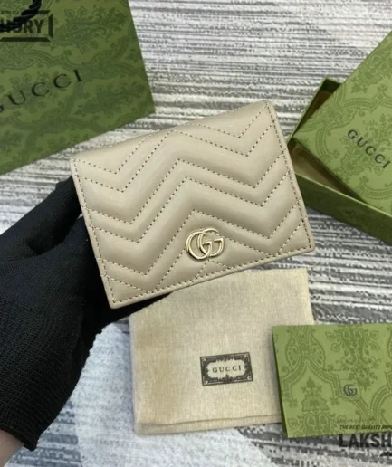 Gucci 1:1 Mirror Replica GG Marmont Small Wallet Beige 11CM/4.3IN Gucci Replica Wallets