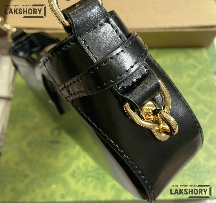 Gucci 1:1 Mirror Replica Mini Moon Side Shoulder Bag Black 24CM/9.4IN Gucci Replica Jackie Bags Gucci 1:1 Mirror Replica Mini Moon Side Shoulder Bag Black 24CM/9.4IN Gucci Replica Jackie Bags