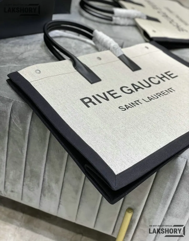 YSL 1:1 Mirror Replica Linen Calfskin Rive Gauche Tote Natural 48CM/18.9IN Replica Tote Bags YSL 1:1 Mirror Replica Linen Calfskin Rive Gauche Tote Natural 48CM/18.9IN Replica Tote Bags