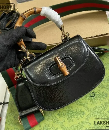 Gucci 1:1 Mirror Replica Web MIni Bamboo 1947 Top Handle Bag 17CM/6.7IN Gucci Replica Bamboo Bags