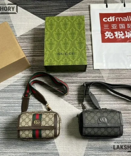 Gucci 1:1 Mirror Replica Ophidia Mini GG Supreme Messenger Bag 20CM/7.9IN Gucci Replica Ophidia Bags