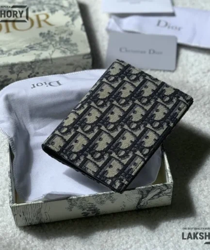 Dior 1:1 Mirror Replica Oblique Passport Holder Blue 13.7CM/5.4IN Christian Dior Replica Wallets