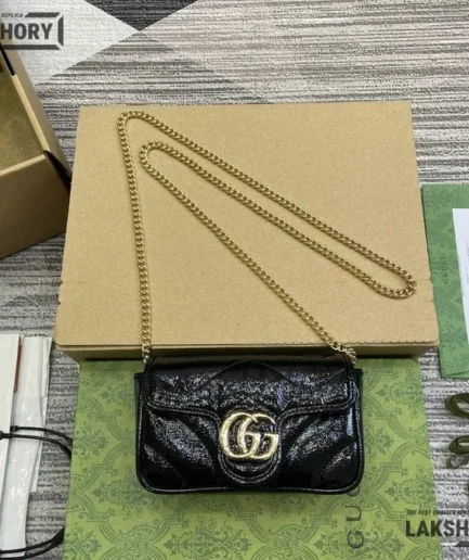 Gucci 1:1 Mirror Replica Lambskin Matelasse Super Mini GG Marmont 16.5CM/6.5IN Gucci Replica Marmont Bags