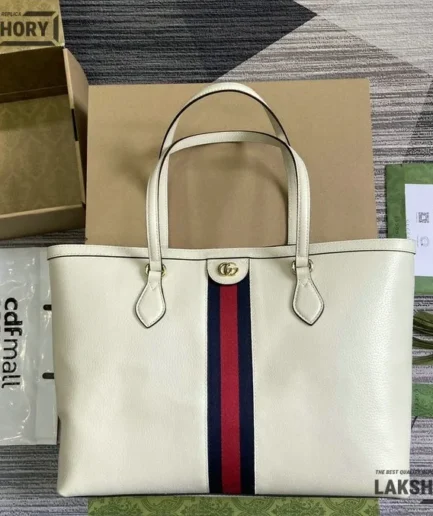 Gucci 1:1 Mirror Replica Web Medium Ophidia Shopping Tote 38CM/15IN Gucci Replica Ophidia Bags