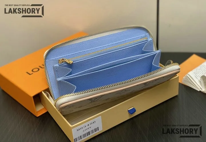 Louis Vuitton 1:1 Mirror Replica Zippy Wallet Mahina Leather White Blue 19.5CM/7.7IN Louis Vuitton Replica Wallets Louis Vuitton 1:1 Mirror Replica Zippy Wallet Mahina Leather White Blue 19.5CM/7.7IN Louis Vuitton Replica Wallets