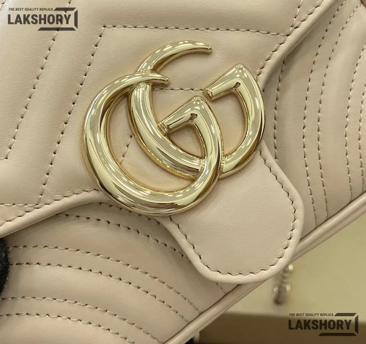 Gucci 1:1 Mirror Replica GG Marmont White Mini Top Handle 17CM/6.7IN Gucci Replica Marmont Bags Gucci 1:1 Mirror Replica GG Marmont White Mini Top Handle 17CM/6.7IN Gucci Replica Marmont Bags