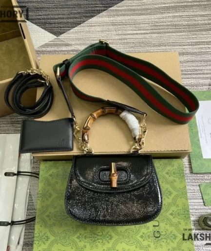 Gucci 1:1 Mirror Replica Web MIni Bamboo 1947 Top Handle Bag 17CM/6.7IN Gucci Replica Bamboo Bags