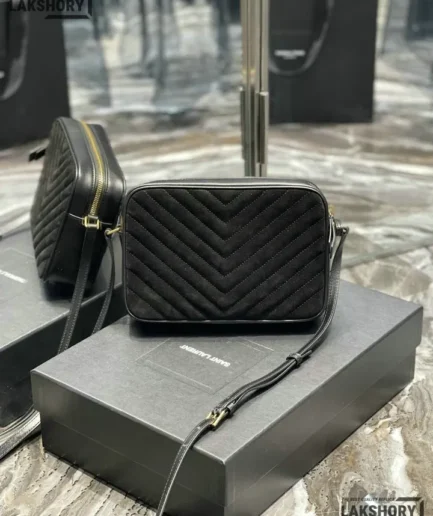 YSL 1:1 Mirror Replica Suede Matelasse Lou Camera Bag 23CM/9.1IN Replica Crossbody Bags