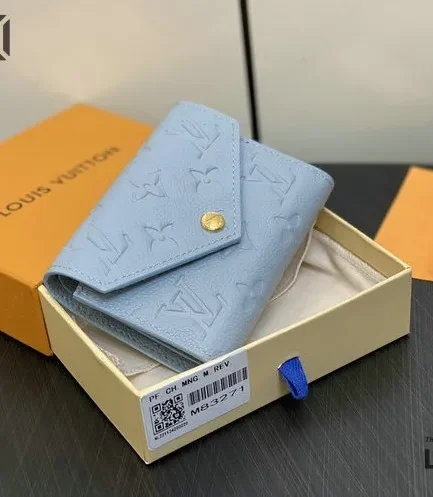 Louis Vuitton 1:1 Mirror Replica Empreinte Victorine Wallet Blue 12.5CM/4.9IN Louis Vuitton Replica Wallets