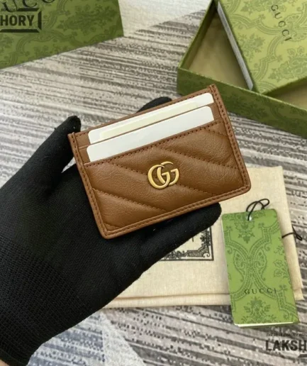 Gucci 1:1 Mirror Replica GG Marmont Matelasse Diagonal Card Holder 7CM/2.8IN Gucci Replica Wallets