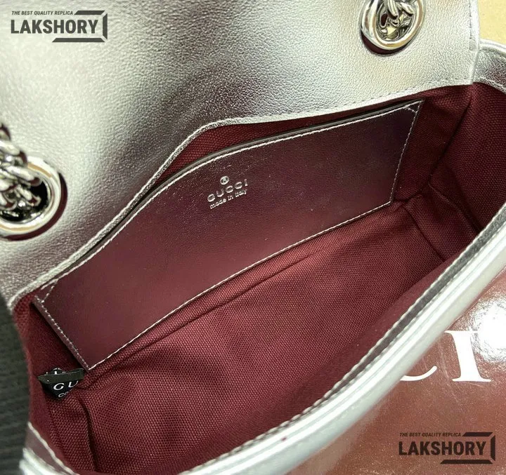 Gucci 1:1 Mirror Replica Matelasse Mini GG Marmont Silver 22CM/8.7IN Gucci Replica Marmont Bags Gucci 1:1 Mirror Replica Matelasse Mini GG Marmont Silver 22CM/8.7IN Gucci Replica Marmont Bags