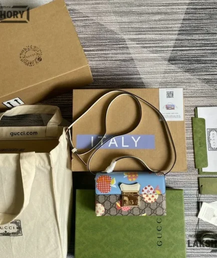 Gucci 1:1 Mirror Replica GG Monogram Les Pommes Mini Padlock 18CM/7.1IN Gucci Replica Padlock Bags