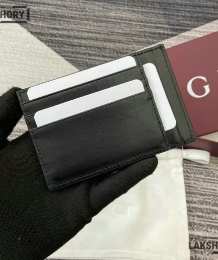 Gucci 1:1 Mirror Replica GG Maxi Card Case Dark Grey Black 8CM/3.1IN Gucci Replica Wallets