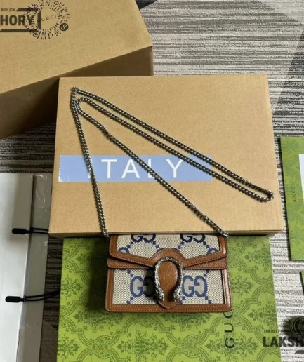 Gucci 1:1 Mirror Replica Jumbo GG Canvas Mini Dionysus Denim 16.5CM/6.5IN Gucci Replica Dionysus Bags